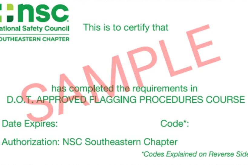 Georgia Flagger Certification Card National Safety Council